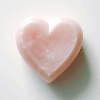 Pink heart-shaped stone with a smooth surface and gentle glow