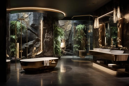 Desirable Gold bath. Interior classic detail. Generate Ai
