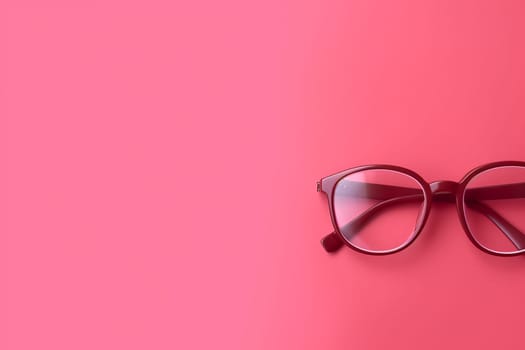 A pair of brown glasses on a pink background.
