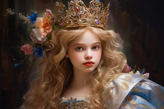 Antique Medieval princess portrait retro. Fantasy queen. Generate Ai