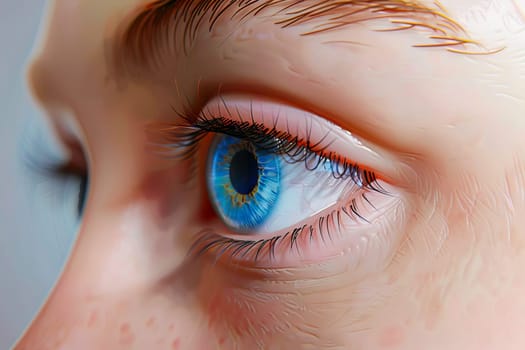 Detailed close-up of a human eye in striking blue color.