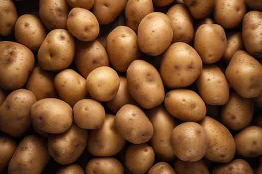 Fresh Organic potatoes background. Natural farm diet. Generate Ai