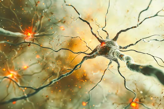Neurons connecting and firing, showcasing the complex interactions within the brain.