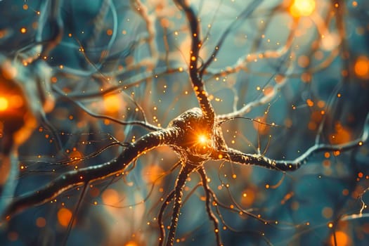 Close-up of brain neurons firing, showcasing the complexity of neural communication.