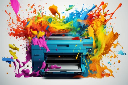 Diverse Printer color splashes. Art paper creative. Generate Ai