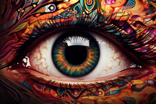 Intricate Colorful eye art. Modern artwork. Generate Ai