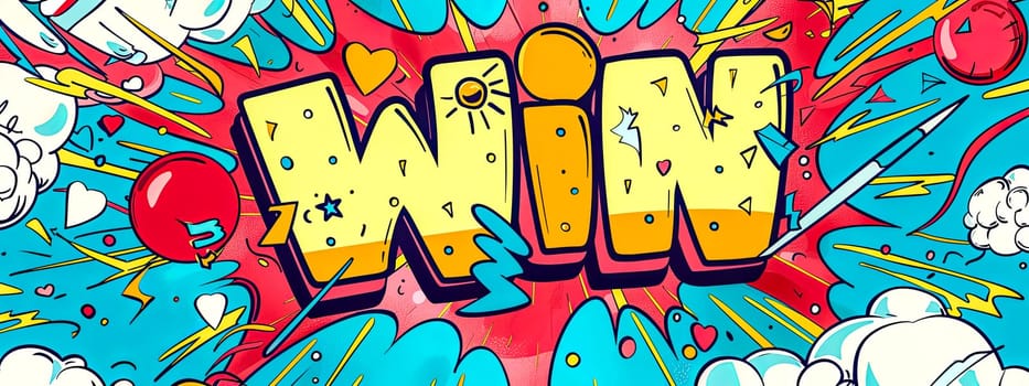 Vibrant comic style explosion with dynamic kaboom text and pop art elements
