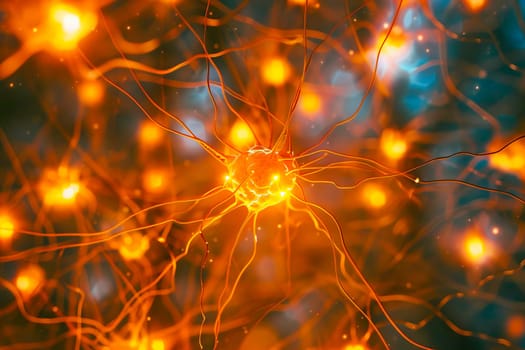 Neurons and synapses light up, illustrating neural activity within the human brain.