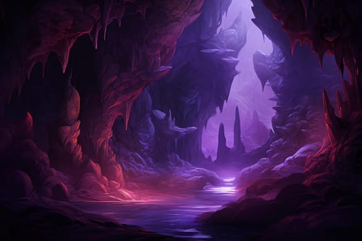 Alluring Purple cave rock. Canyon wall. Generate Ai