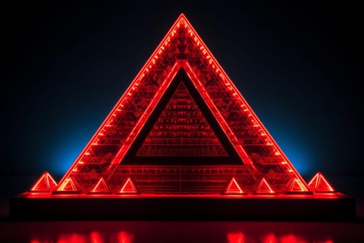 Intense Cyber pyramid red fire. Element glow. Generate Ai