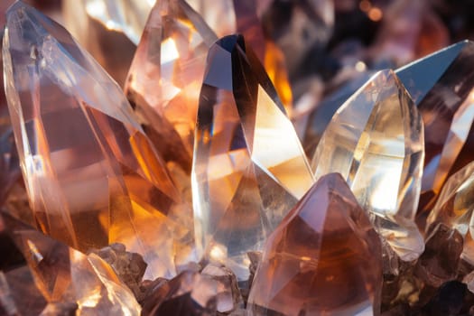 Translucent Quartz crystal. Aura texture cluster. Generate Ai