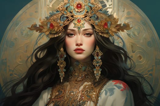 Intricate Persian queen portrait. Arabic magic. Generate Ai