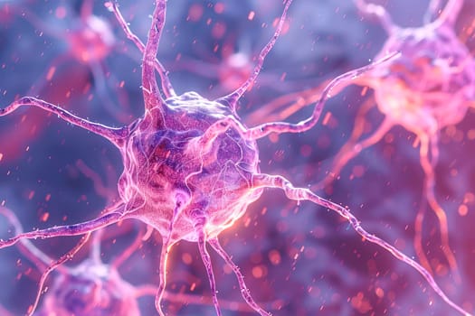 Detailed rendering of neurons firing in the human brain, showcasing intricate neural activity.