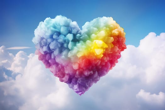Whimsical Rainbow cloud love colorful. Heart abstract. Generate Ai