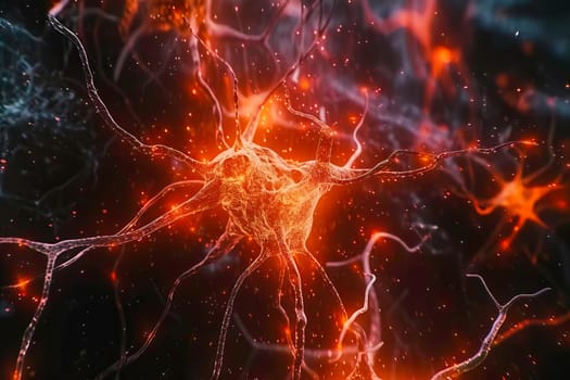 Close-up view of neurons firing in a computer generated human brain.