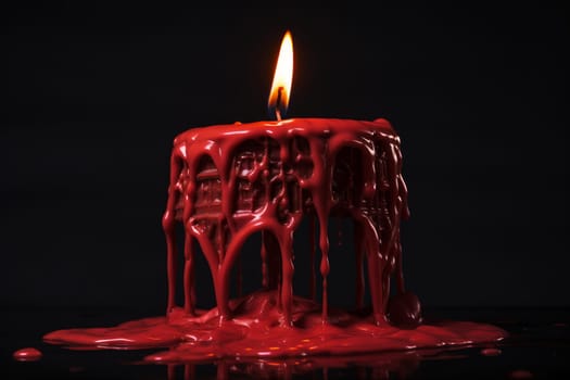 Waxy Red candle burn melting. Symbol wax. Generate Ai