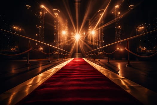 Glamorous Red carpet blurred glowing. Lifestyle festival. Generate Ai