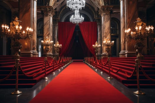 Glamorous Red carpet stage. Show flash star. Generate Ai