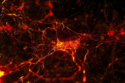 A network of neurons transmitting electrical signals.