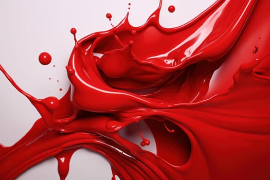 Viscous Red liquid paint. Water motion flowing. Generate Ai