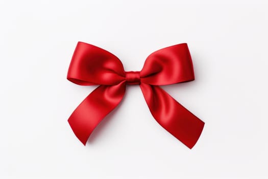 Glossy Red ribbon mockup gift. Heart day. Generate Ai