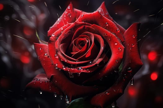 Delicate Red rose flower plant. Love petal spring leaf plant. Generate Ai