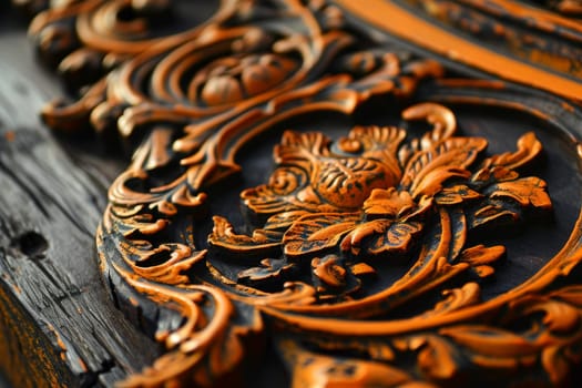 Exotic Orange black flower ornate elegance. Drop detail. Generate AI