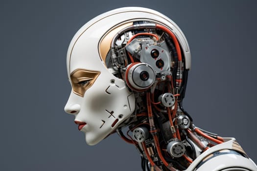Intelligent Robot learning head. Business futuristic brain. Generate Ai