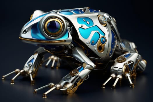 Futuristic Robotized modern frog. Asian toad luck. Generate Ai
