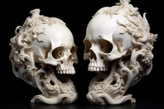 Intricate Rococo skull. Skull fantasy dark. Generate Ai