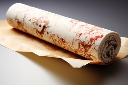 Practical Roll baking paper on kitchen table. Kitchen paper sheet bake object. Generate Ai