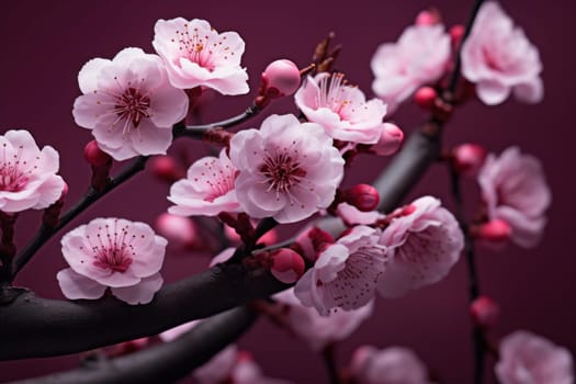 Vibrant Sakura flowers. Japan pink flora. Generate AI