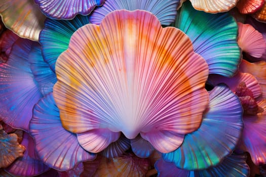 Luminescent Colorful shell. Nature white beauty. Generate Ai