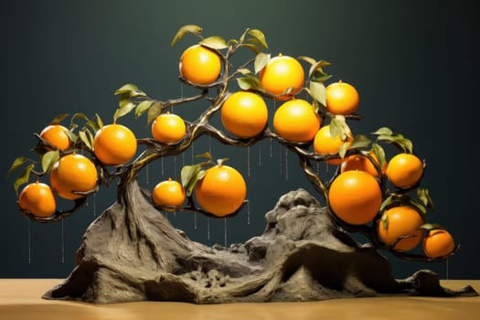 Intricate Sculpture oranges. Surreal art culture with classic bust. Generate AI