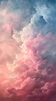 As the sun sets, pink and blue cumulus clouds fill the sky, creating a stunning afterglow in the dusk atmosphere. The natural landscape is transformed into a mesmerizing display of colors