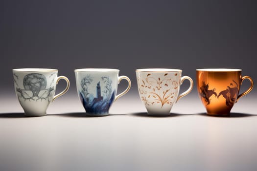Diverse Set of different cups. Tea ceramic drink. Generate Ai