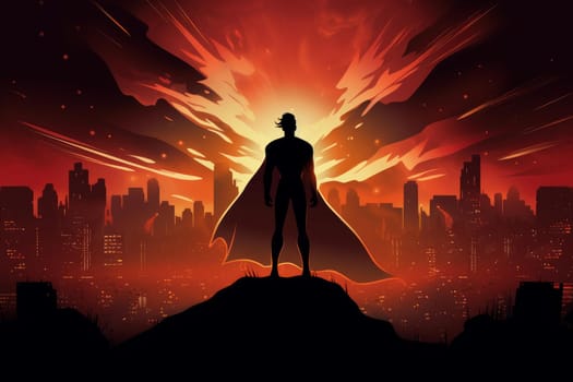 Radiant Super hero team sunset. Corporate company. Generate Ai
