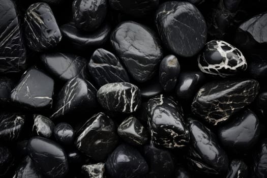 Unpolished Silver black rocks. Metallic gray. Generate Ai