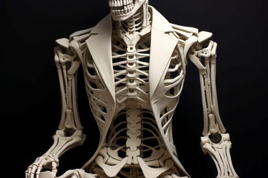Sleek Skeleton business suit. Human face horror. Generate Ai