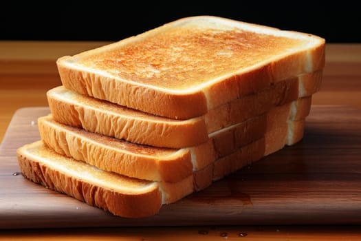 Golden Slice toasted heart bread. Food fresh piece. Generate Ai