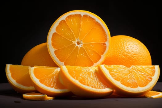 Juicy Sliced orange citrus. Fresh cut food. Generate Ai