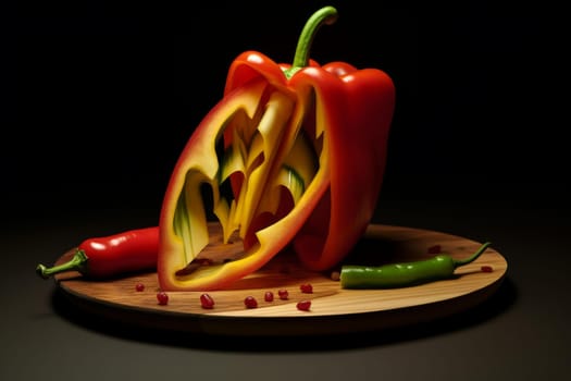 Thin Sliced pepper. Green food sweet. Generate Ai