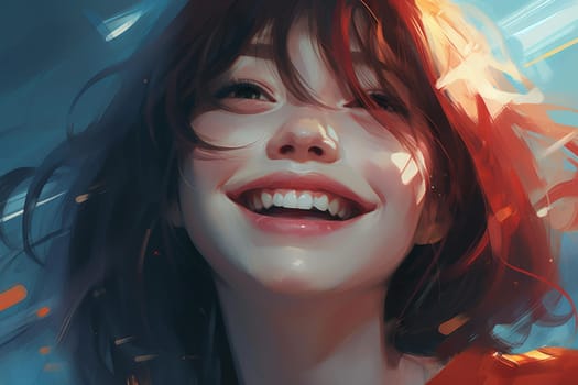 Warm Woman realistic smile. Happy person. Generate Ai