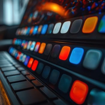 Close-up view of a computer keyboard displaying a variety of bright colors.