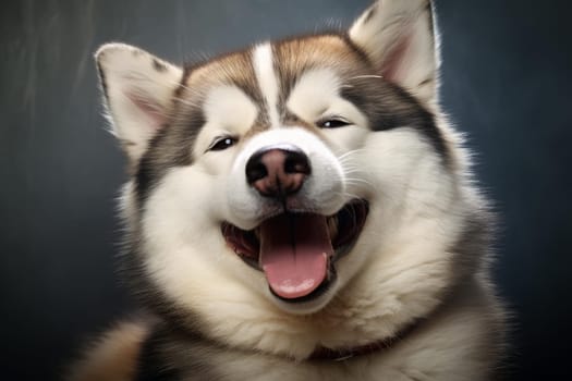 Joyful Smiling dog closeup. Head face animal. Generate Ai