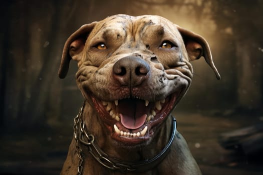 Cheerful Smiling dog with teeth. Head portrait. Generate Ai