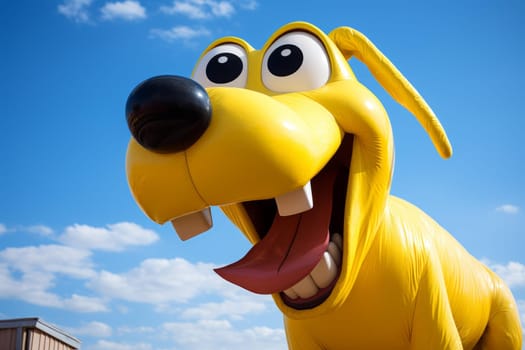 Bright-eyed Smiling dog with teeth. Head portrait. Generate Ai