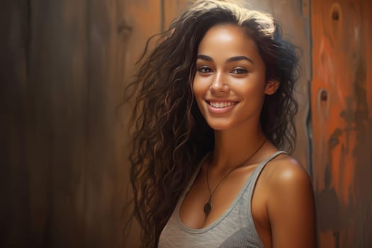 Radiant Smiling fit woman. Female beauty. Generate Ai