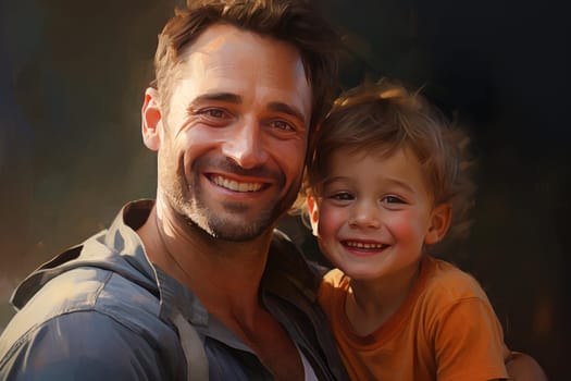 Affectionate Smiling loving dad. Little parent. Generate Ai