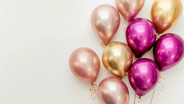 A mixture of pink and gold balloons made from natural materials, inspired by creative arts and fashion accessory trends. These balloons add a touch of magenta to any craft or jewelry display